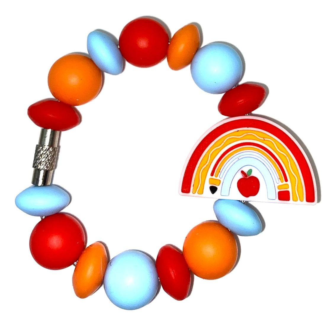 Teacher Pencil Rainbow w/Apple Stanley Tumbler Cup Handle Charm