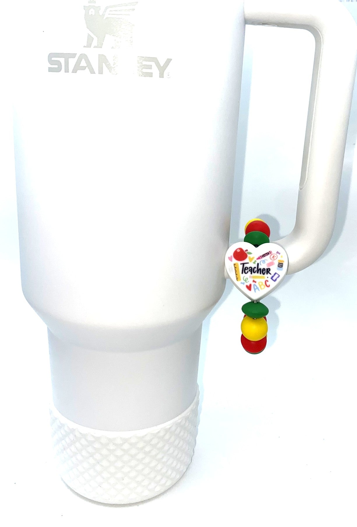 Teacher Heart School Supplies Stanley Tumbler Cup Handle Charm