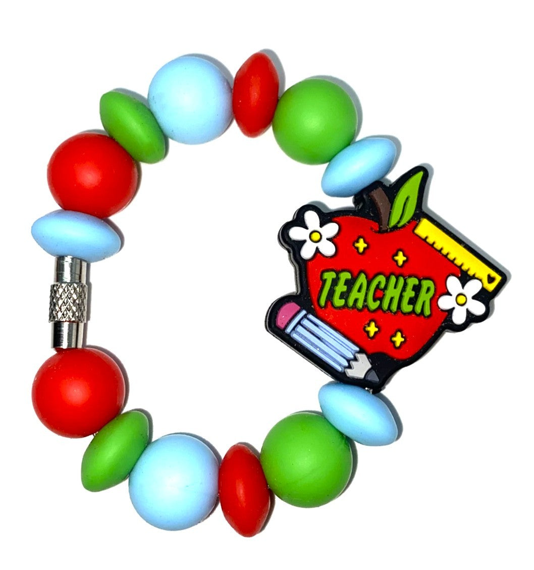 Teacher Apple w/Ruler & Pencil Stanley Tumbler Cup Handle Charm