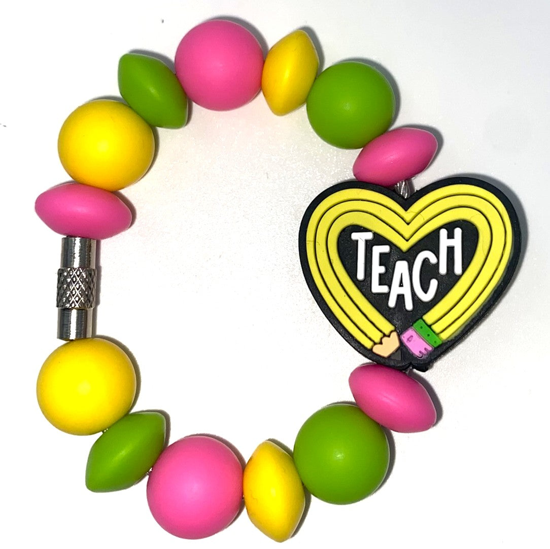 Teach Pencil Heart Stanley Tumbler Cup Handle Charm