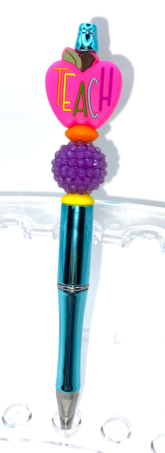 Teach Pink Apple Beaded Pen