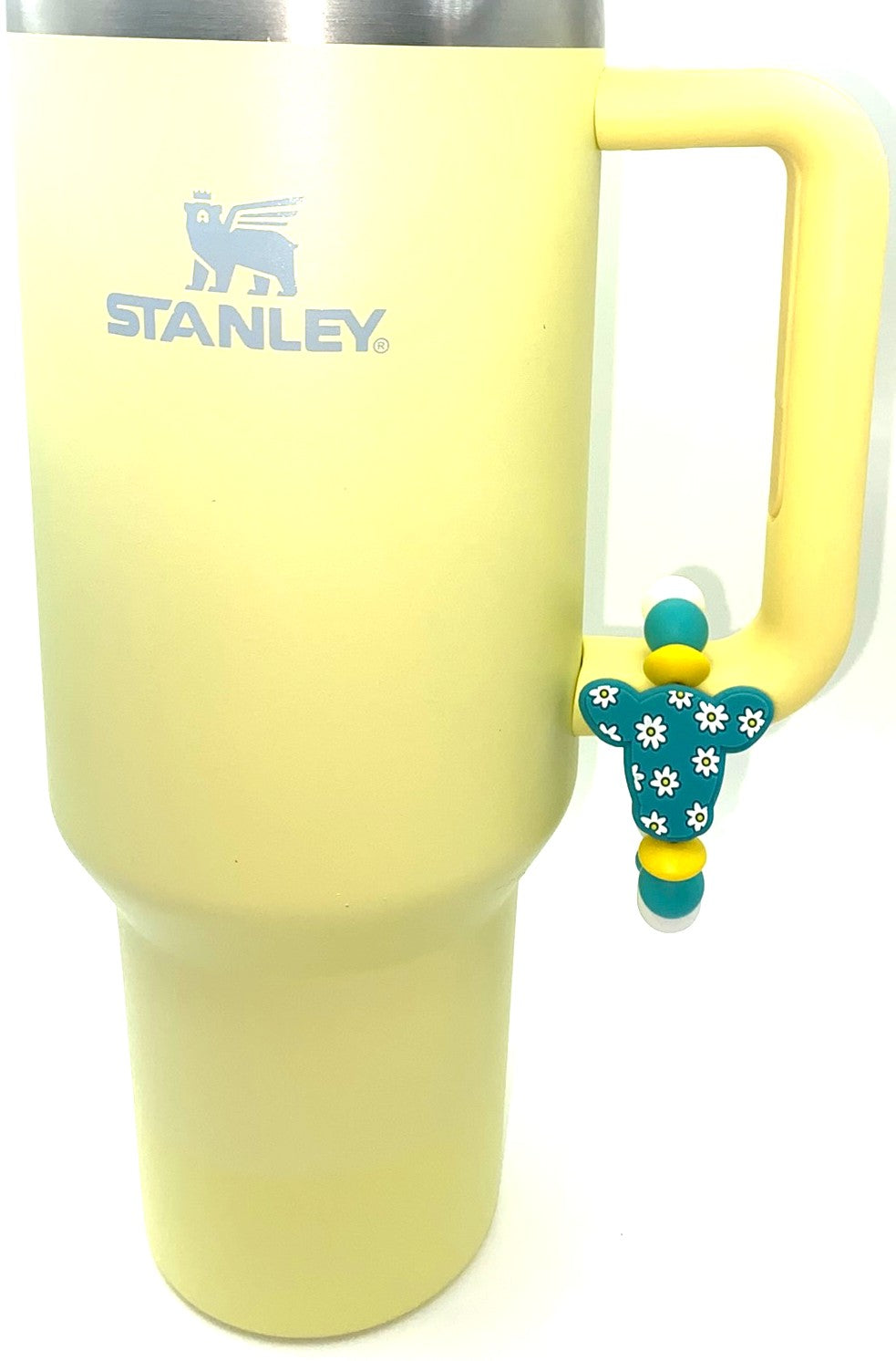 Turquoise Daisy Cow Head Stanley Tumbler Cup Handle Charm