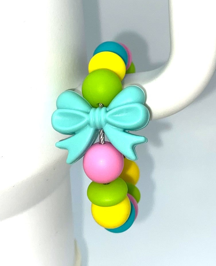 Turquoise Teal Coquette Bow Stanley Tumbler Cup Handle Charm
