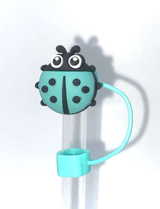 Ladybug Turquoise Teal Straw Topper