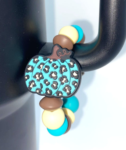 Turquoise Teal Leopard Pumpkin Stanley Tumbler Cup Handle Charm