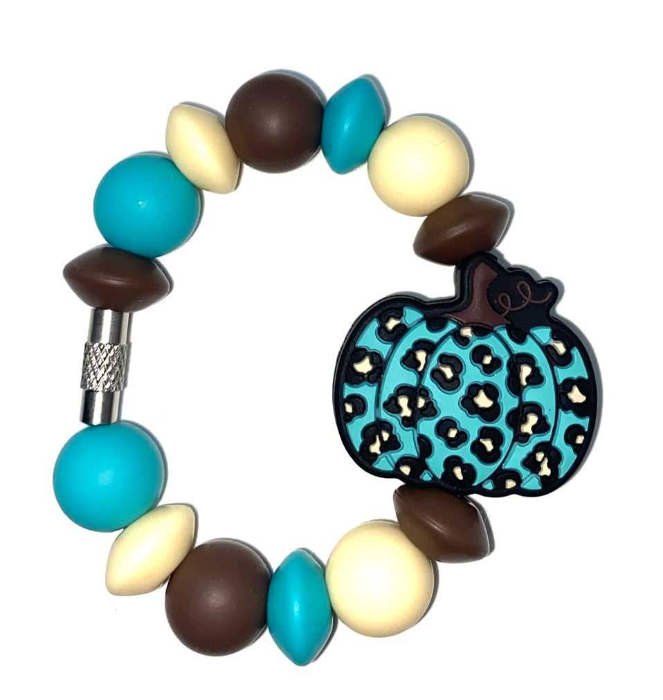 Turquoise Teal Leopard Pumpkin Stanley Tumbler Cup Handle Charm