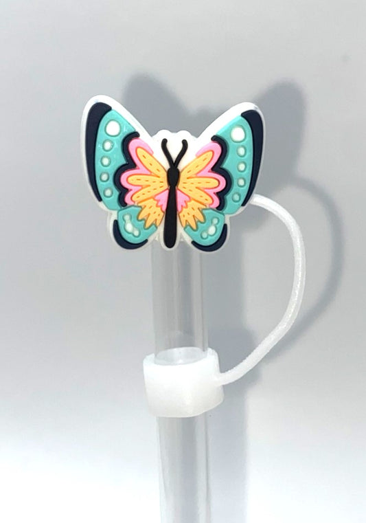 Teal, Pink & Yellow Butterfly Straw Topper