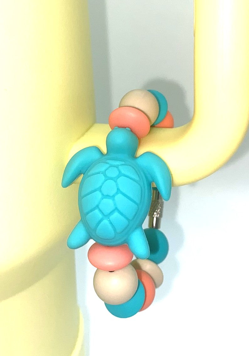 Turquoise Teal 3D Sea Turtle Stanley Tumbler Cup Handle Charm