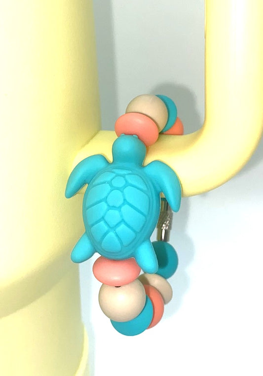 Turquoise Teal 3D Sea Turtle Stanley Tumbler Cup Handle Charm
