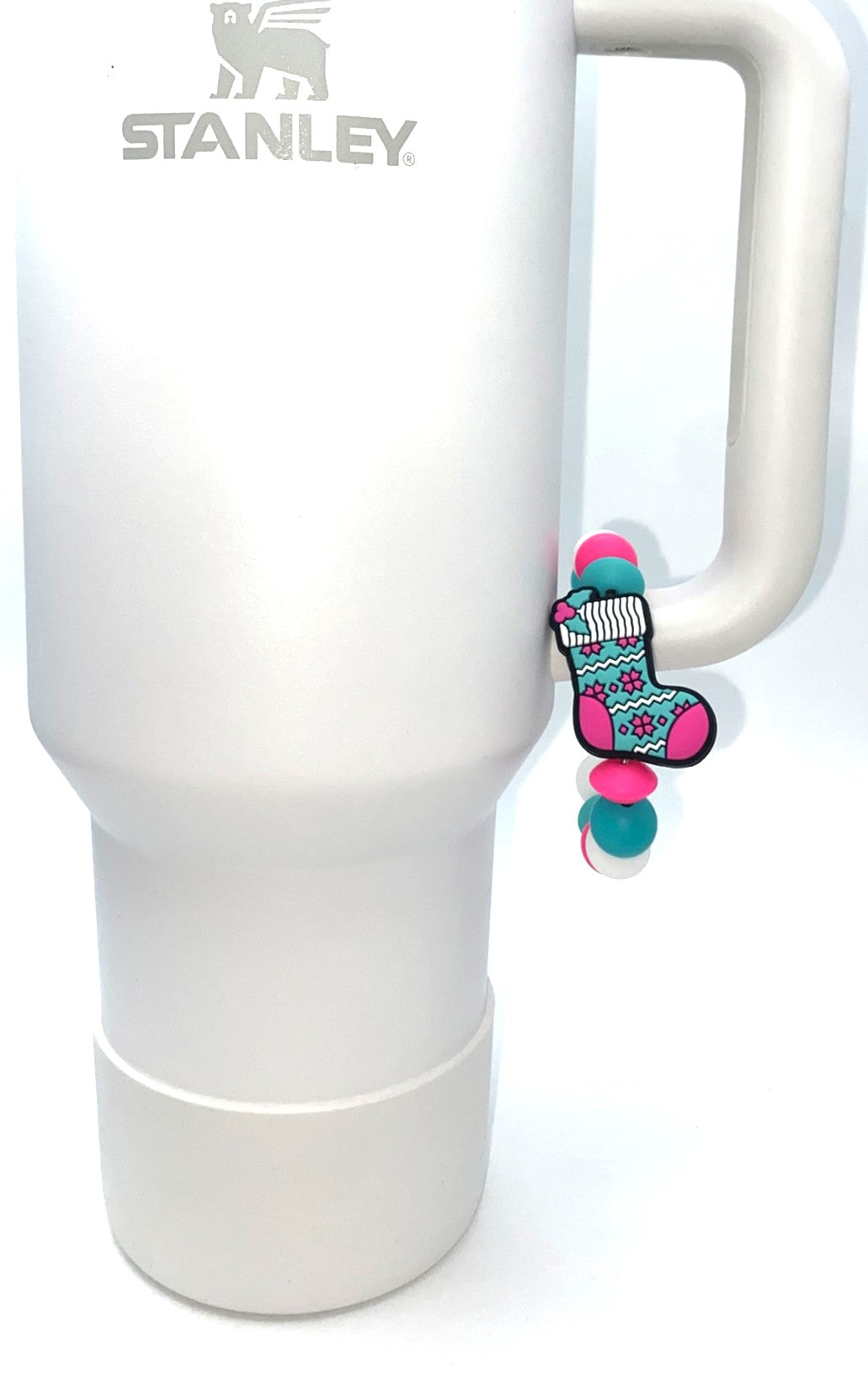 Pink & Turquoise/Teal Stocking Christmas Stanley Tumbler Cup Handle Charm