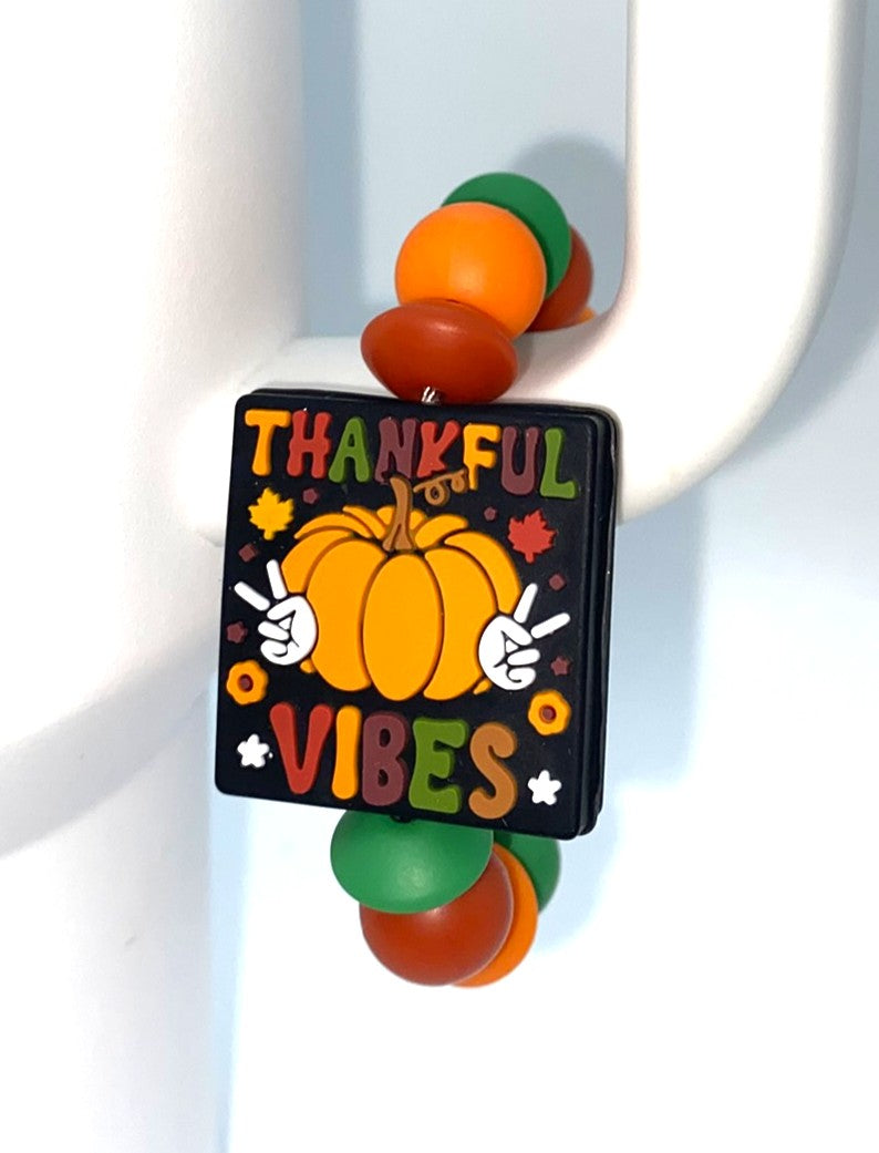 Thankful Vibes Thanksgiving Stanley Tumbler Cup Handle Charm