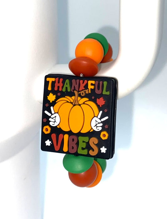Thankful Vibes Thanksgiving Stanley Tumbler Cup Handle Charm