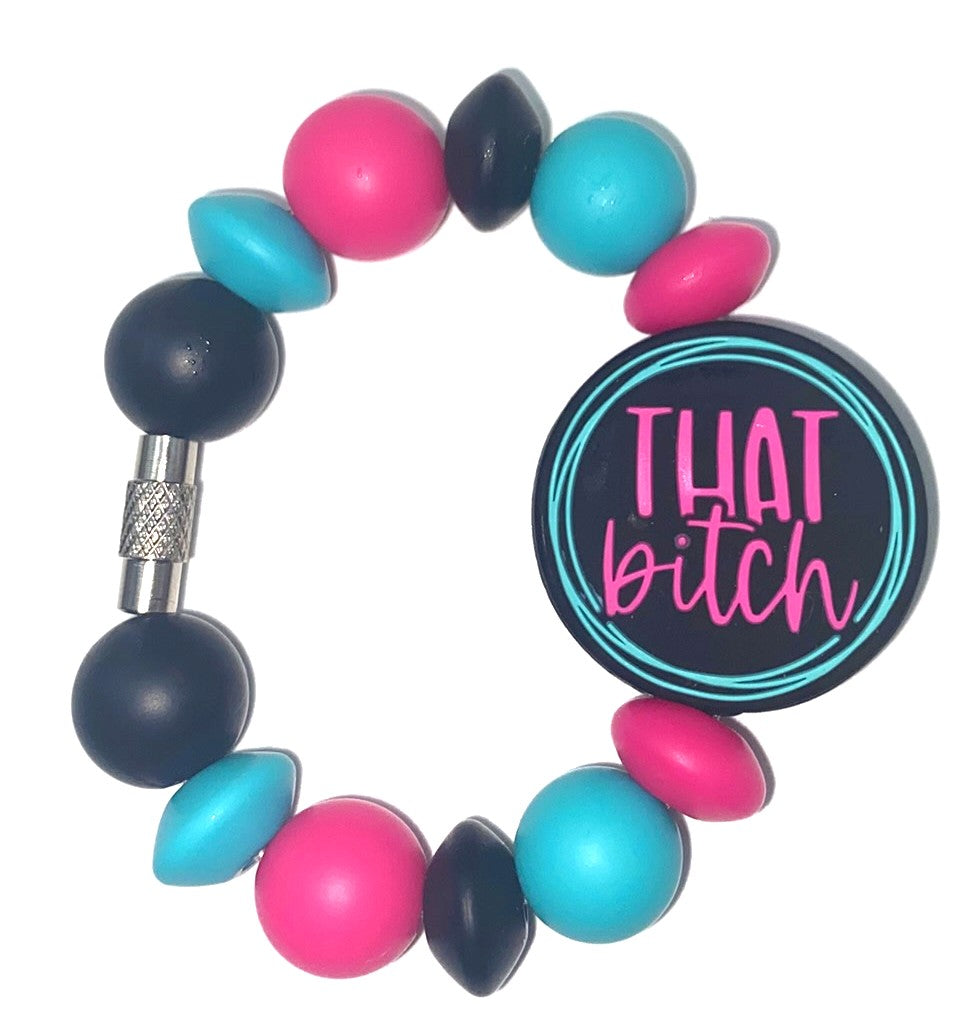 That Bitch Black & Pink Stanley Tumbler Cup Handle Charm