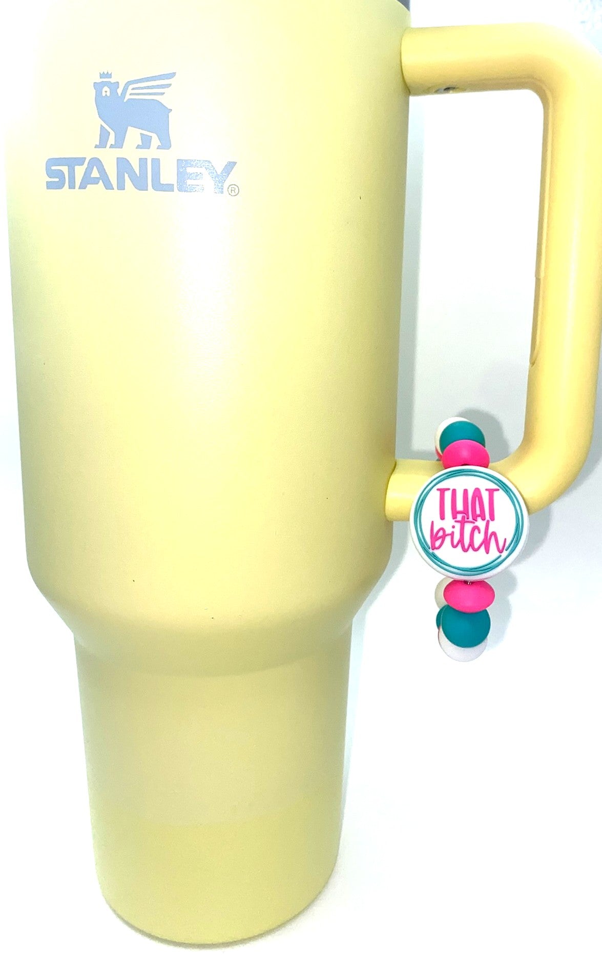 That Bitch White & Pink Stanley Tumbler Cup Handle Charm