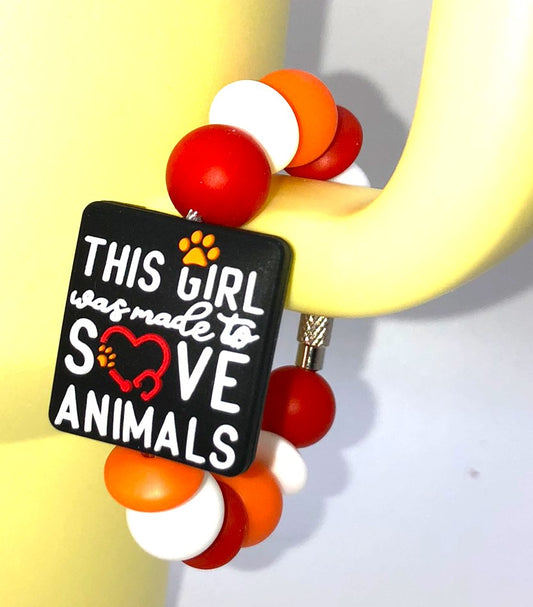 This Girl Was Made To Save Animals Stanley Tumbler Cup Handle Charm