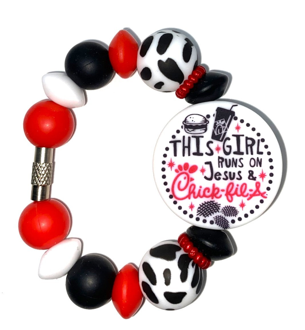 This Girl Runs On Jesus & Chick-fil-A Stanley Tumbler Cup Handle Charm