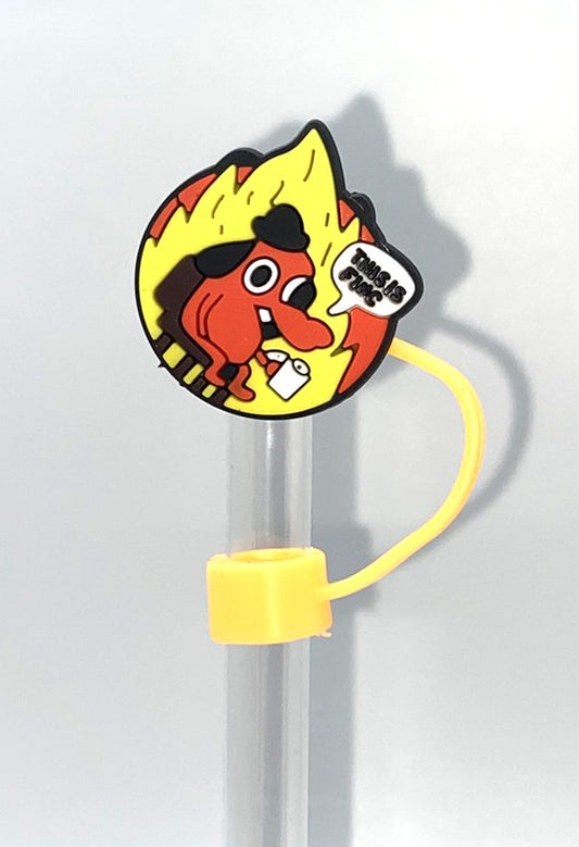 This Is Fine Fire funny Straw Topper