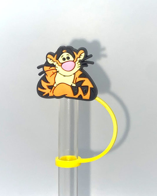 Bouncing Tiger Friend Upper Body Thoughtful Yellow Honey Bear Straw Topper