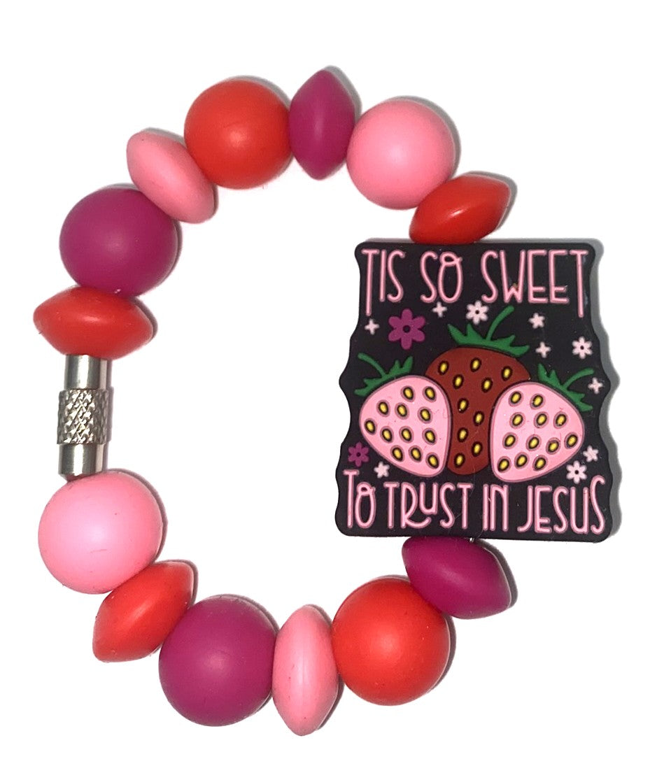 Tis So Sweet To Trust In Jesus Strawberry Stanley Tumbler Cup Handle Charm