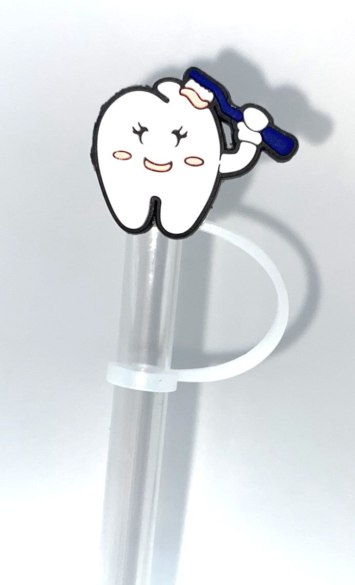 Tooth Brushing Itself Straw Topper