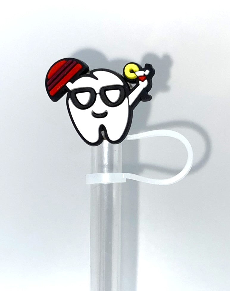 Tooth With Hat Straw Topper