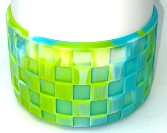 Tropical Teal Swirl Checker Tumbler Boot Sleeve #179