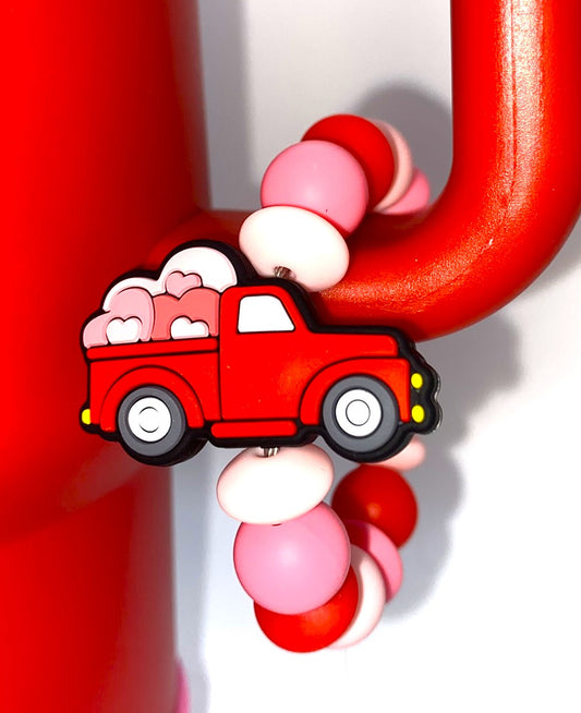 Red Truck Of Love Hearts Valentine Stanley Tumbler Cup Handle Charm