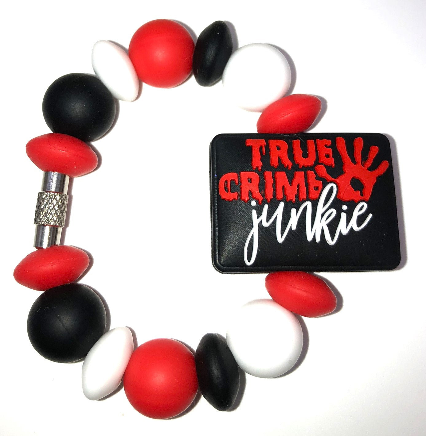 True Crime Junkie Rectangle Bloody Handprint Stanley Tumbler Cup handle Charm