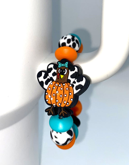Thanksgiving Pumpkin Turkey Polka Dot Cow Print Stanley Tumbler Cup Handle Charm