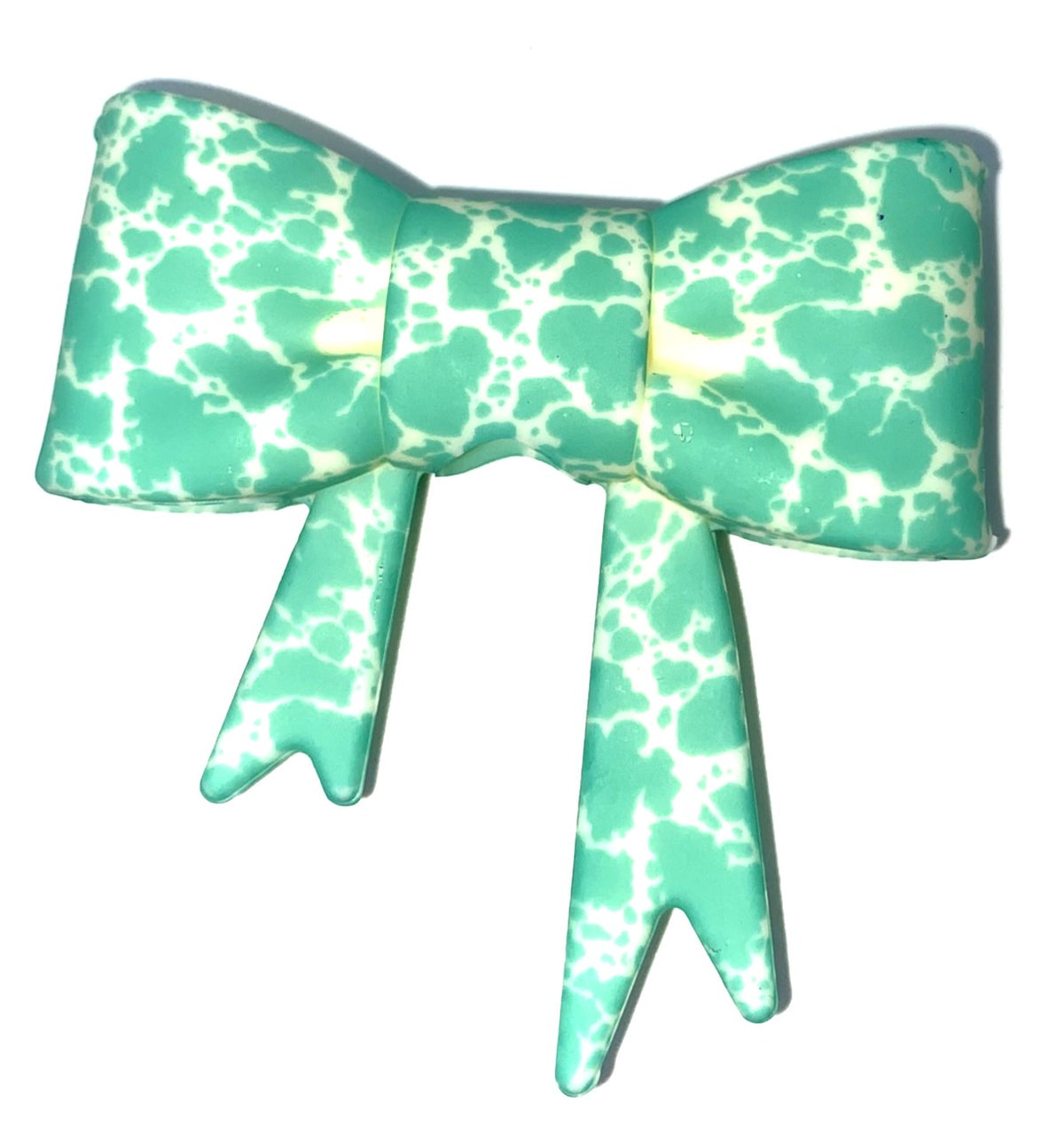 Turquoise Teal Cow Print Bow Straw Topper