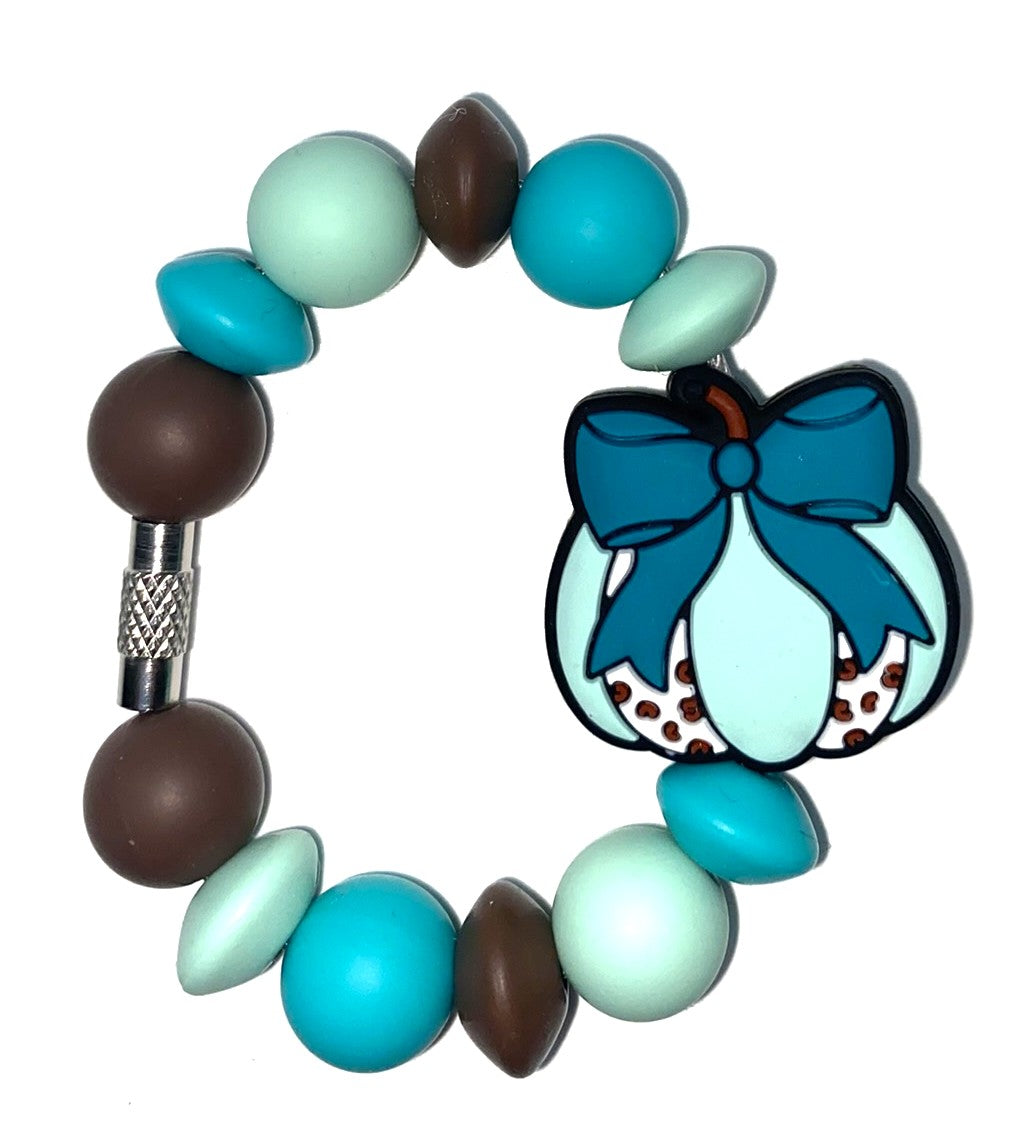 Turquoise Coquette Bow Cow Pumpkin Fall Stanley Tumbler Cup Handle Charm