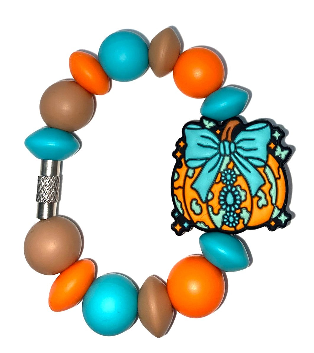 Turquoise Coquette Bow Western Pumpkin Stanley Tumbler Cup Handle Charm
