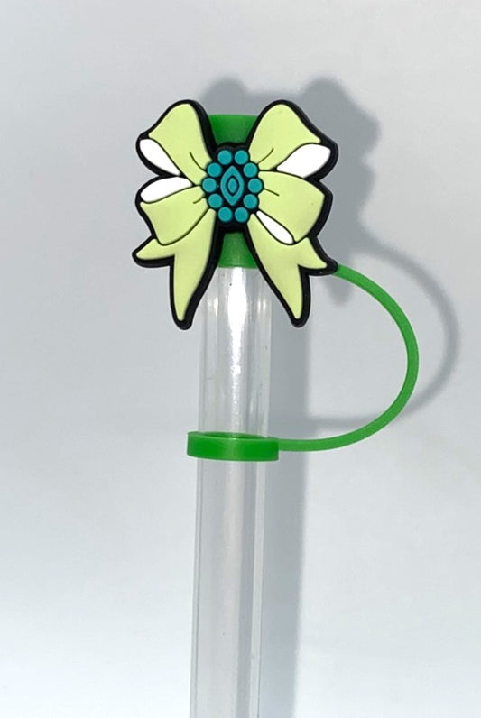 Green Bow w/Turquoise Concho Straw Topper