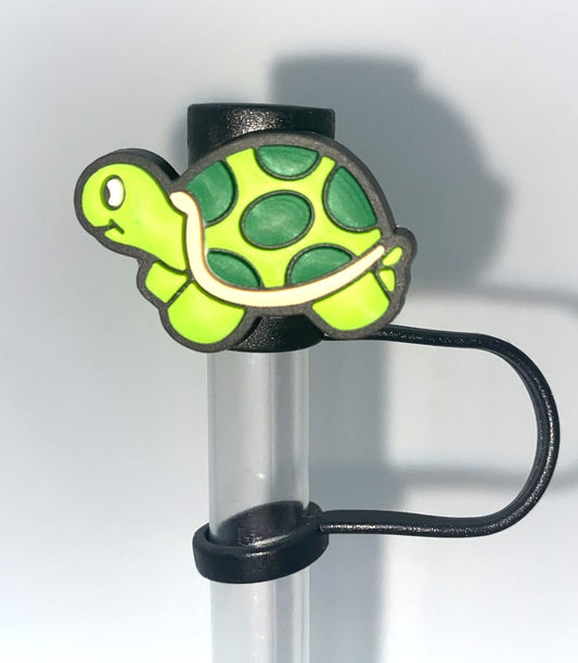 Green Turtle w/Spotted Shell Straw Topper