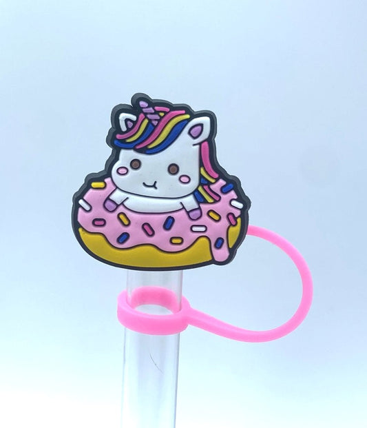 Rainbow Unicorn In Donut Straw Topper