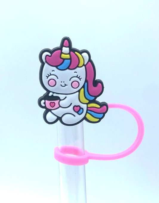 Rainbow Unicorn W/Coffee Straw Topper