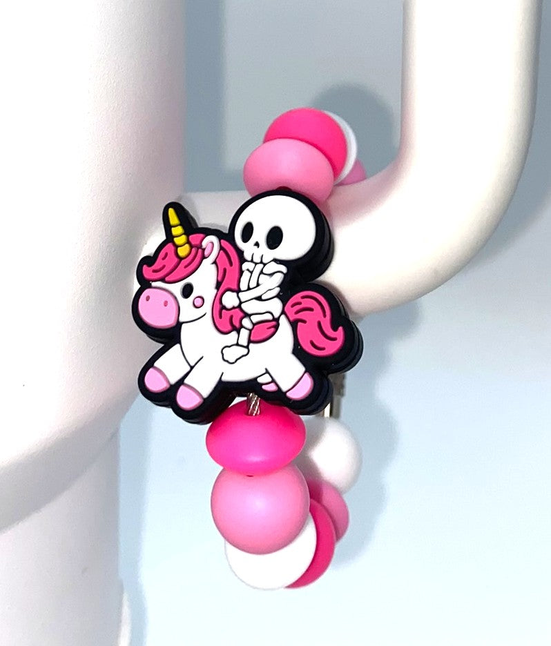 Skeleticorn Skeleton Riding A Unicorn Stanley Tumbler Cup Handle Charm
