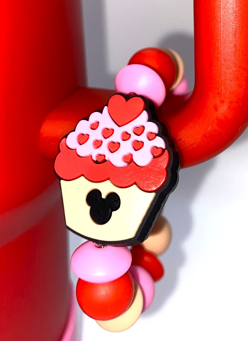 Valentine Cupcake Magical Mouse Ears Stanley Tumbler Cup Handle Charm