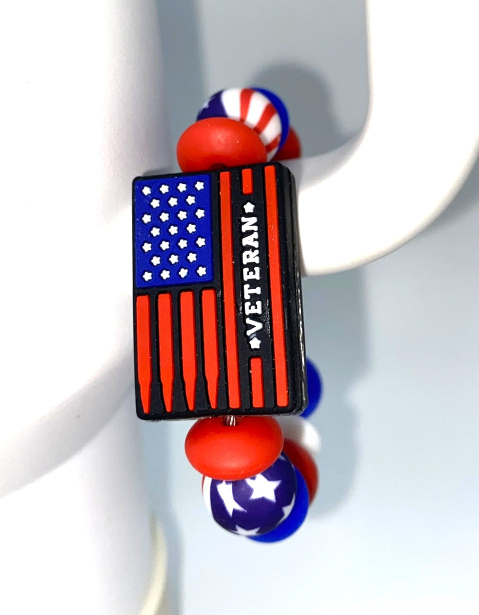 Veteran Flag Stanley Tumbler Cup Handle Charm