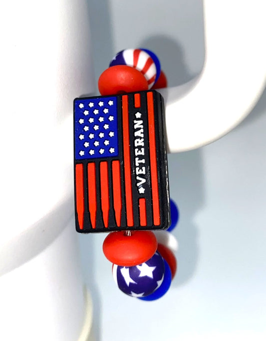 Veteran Flag Stanley Tumbler Cup Handle Charm