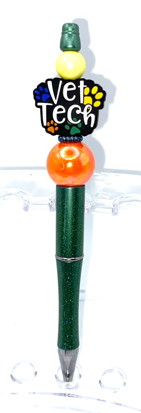 Vet Tech Paw Prints Beaded Pen