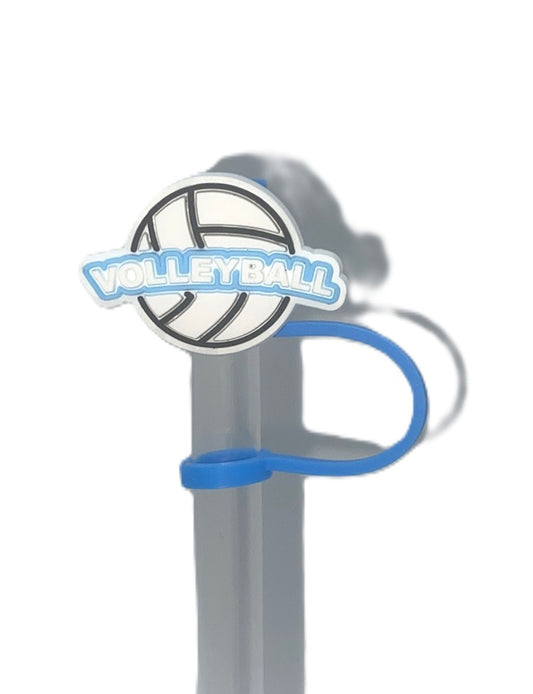 Volleyball Word On Volleyball Straw Topper