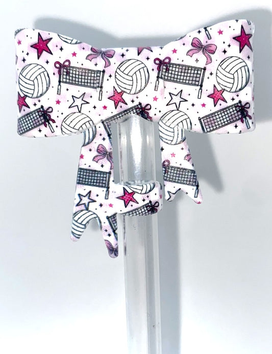Volleyball Bow Straw Topper