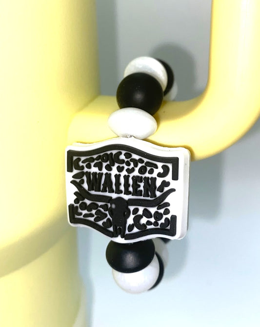 Country Music Star Singer Black On White Belt Buckle Stanley Tumbler Cup Handle Charm
