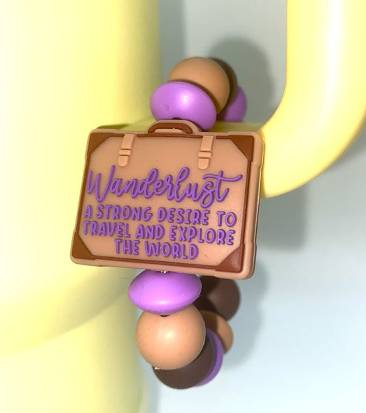 Wanderlust Suitcase Stanley Tumbler Cup Handle Charm