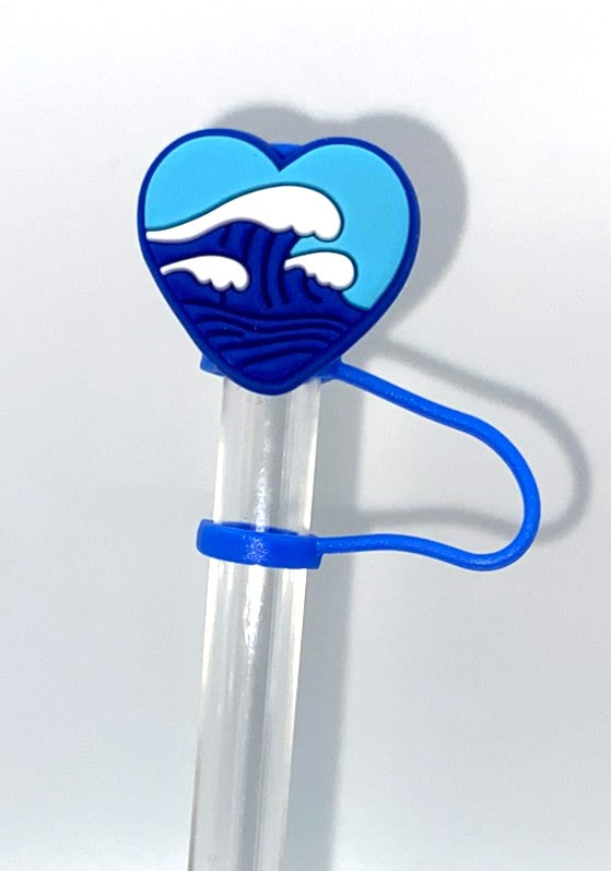 Ocean Waves Heart Summer Straw Topper