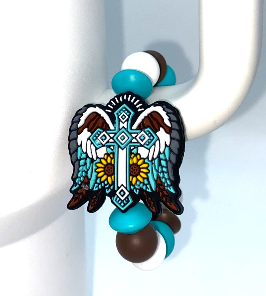 Western Cross w/Wings Stanley Tumbler Cup Handle Charm