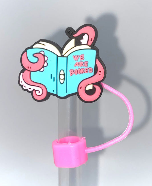 We Are Booked Octopus Reading Bookish Straw Topper