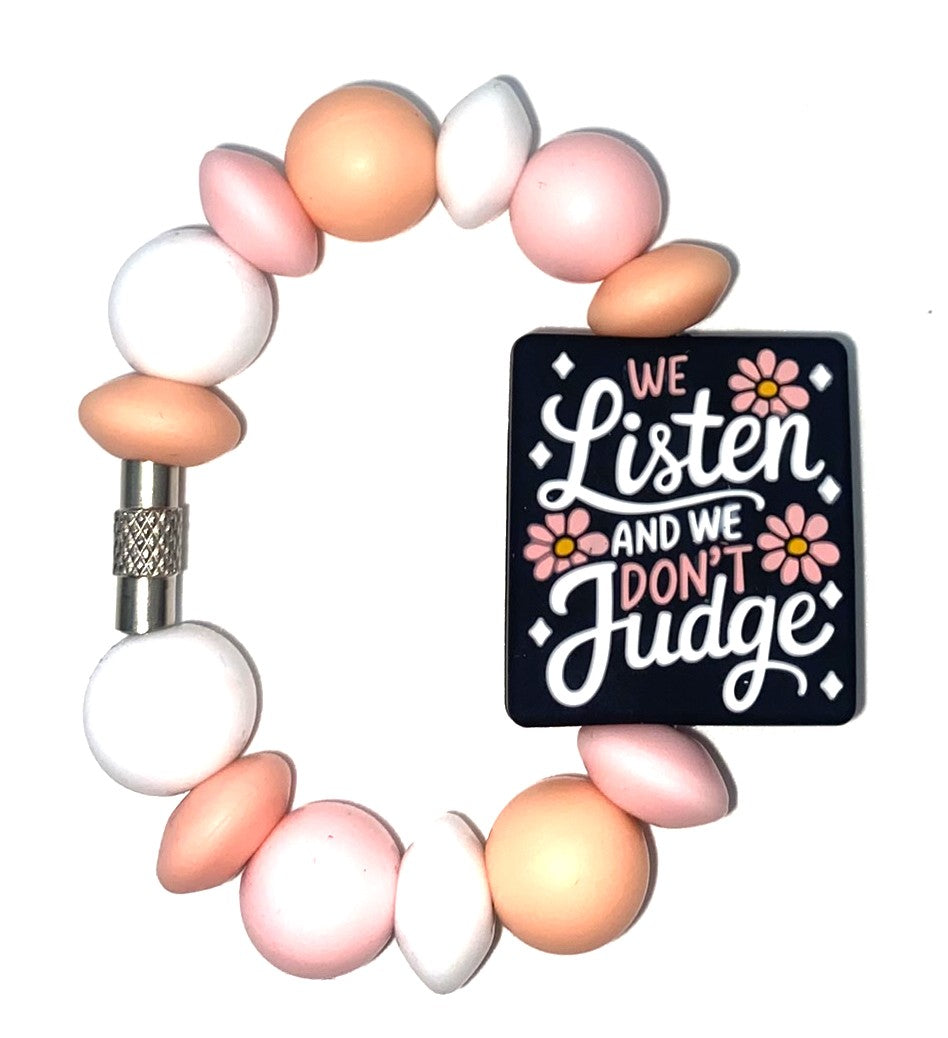 We Listen & We Don't Judge Stanley Tumbler Cup Handle Charm