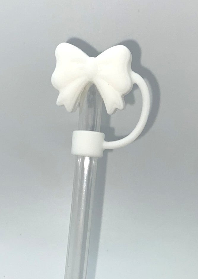 White Coquette Bow 3D Straw Topper